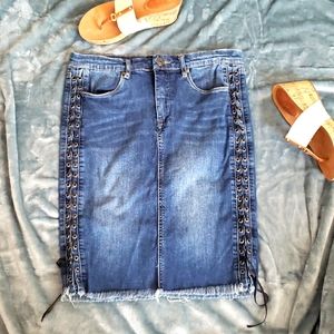 i Jeans by Buffalo Lace-up Denim Skirt, Sz 8